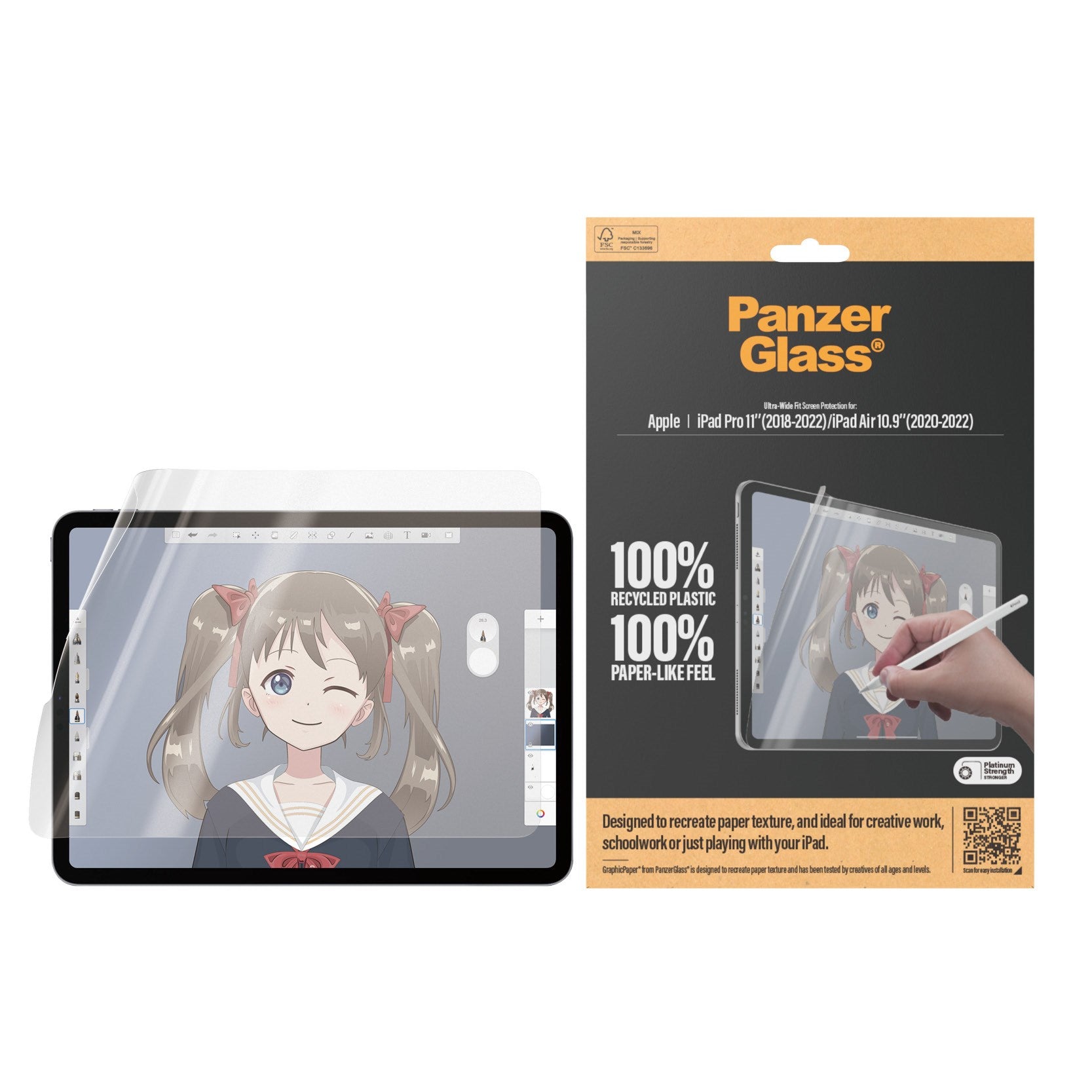 PanzerGlass® GraphicPaper® Skærmbeskyttelse iPad Pro 11'' (2018-2022) | iPad Air 10.9'' (2020-2022) | Ultra-Wide Fit